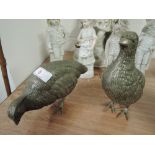 A set of two almost life size steel cast partridge birds