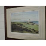 A print after Greame W Baxter,lighthouse, signed