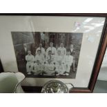 A framed vintage photograph, cricket interest