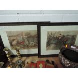 Two cartoon style prints depicting hunting and horse scenes after George Herbert Jalland