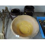 A selection of ceramics stone ware salt glazed pots and bowl