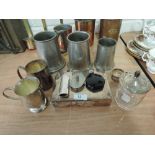 A selection of vintage plated and similar wares including a trinket box made by Aristocrat