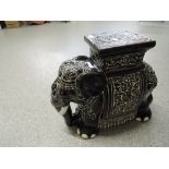 A large ceramic elephant black with white detail ideal for plant stand