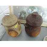 Two West German pottery Rumtopf biscuit barrels large in size very vintage