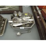 A selection of vintage flatware table items and cutlery