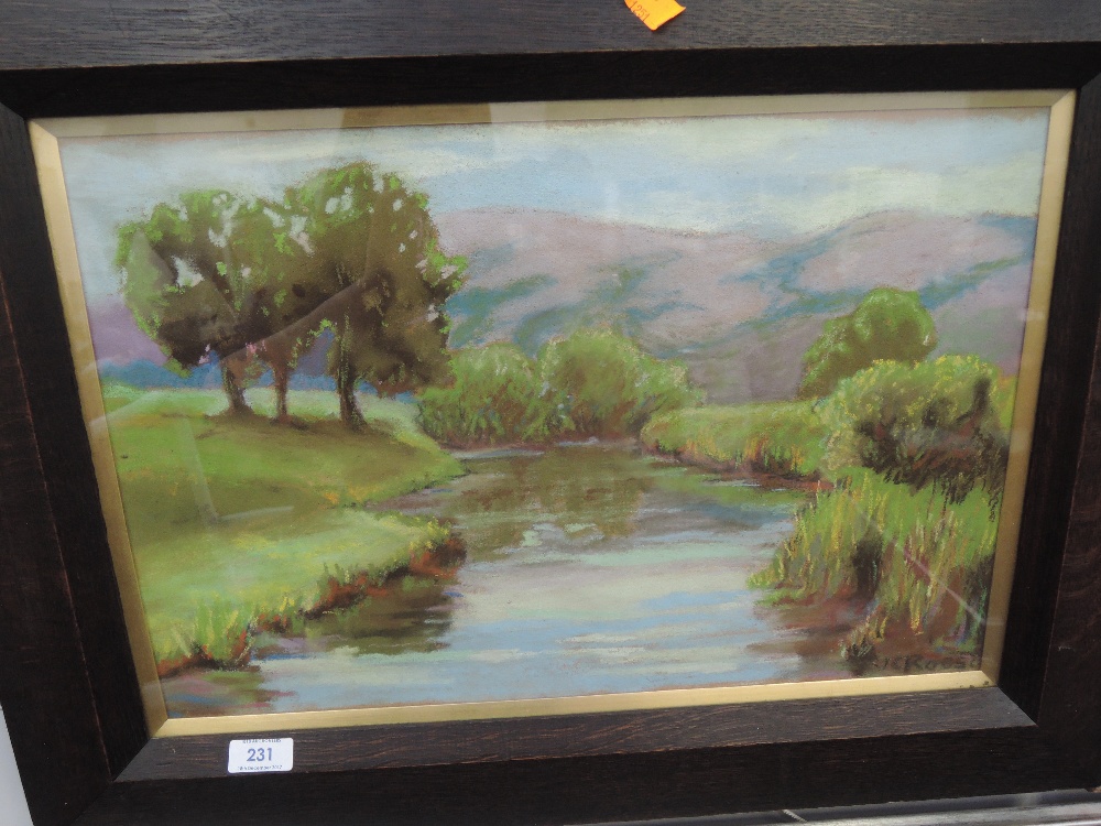 A mixed media picture, J C Roose, Mountainous river landscape, signed, 12'x18'