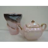 A Sadler pink teapot and similar vase