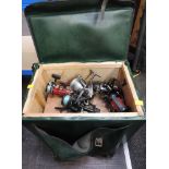 A selection of fishing and tackle related items contained within fishing box