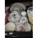 A selection of vintage ceramics and pottery including Indian tree style plates etc