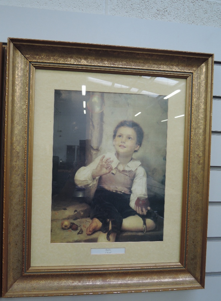 A pair of vintage style childrens portraits in plaster and gilt style frame - Image 2 of 2