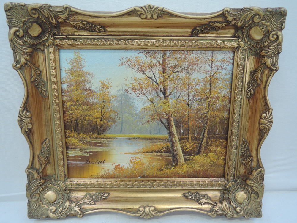 A selection of two oils on canvas signed Lambert one summer scene and one autumn - Image 2 of 2