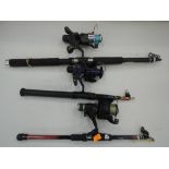 A selection of fishing and tackle related items including telescopic rods