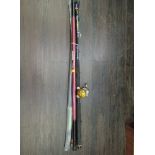 A selection of fishing and tackle related items including three telescopic rods
