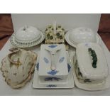 A selection of vintage lidded cheese wedges different styles and designs