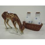 A vintage Metzler & Ortloff Kunstporzellane of Germany Porcelain Deer Figurine etc