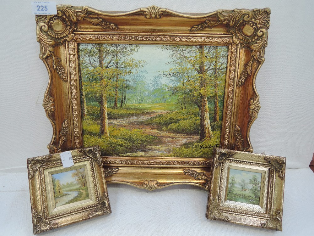 A selection of two oils on canvas signed Lambert one summer scene and one autumn