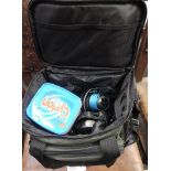 A selection of fishing and tackle related items including fishing tackle bag with reels etc