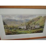 A print by John Wood signed and numbered 77/695 titled Farming The Fells