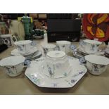 A vintage part tea coffee service by Melba bone china pattern no. 778351 art deco style