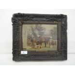 An oil painting on board, Cavalier horseman and hall, 7'x8.5'