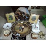 A selection of vintage curios and display items including Wedgwood etc