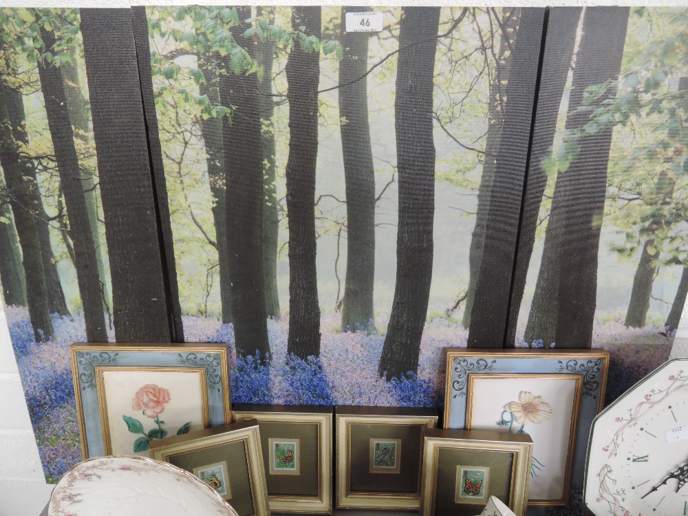 A triptych set of canvas woodland scene