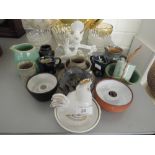 A selection of ceramics including studio pottery, Churchhills, Wedgwood etc