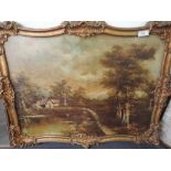 An oil on canvas in ornate gilt frame