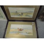 A pair of watercolours indistinctly signed, Welsh coastline