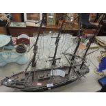 A vintage model Galleon boat styled after the Farewell of York