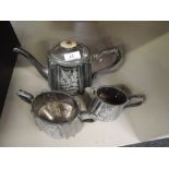 A selection of vintage plated wares tea pot milk jug and sugar bowl