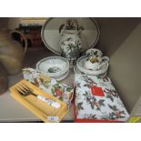 A selection of ceramics cutlery and table wares by Portmeirion The Botanic Garden series