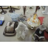 A selection of vintage ceramics and figures including art deco tea pot etc
