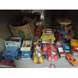 A selection of vintage childrens toys cars and games etc including Mechano, Tonka, Brio