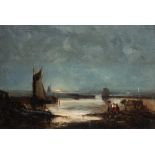 Attributed to Henry Bright (1814-1873) Coastal scene by moonlight oil on canvas 35.5 cm by 52 cm;