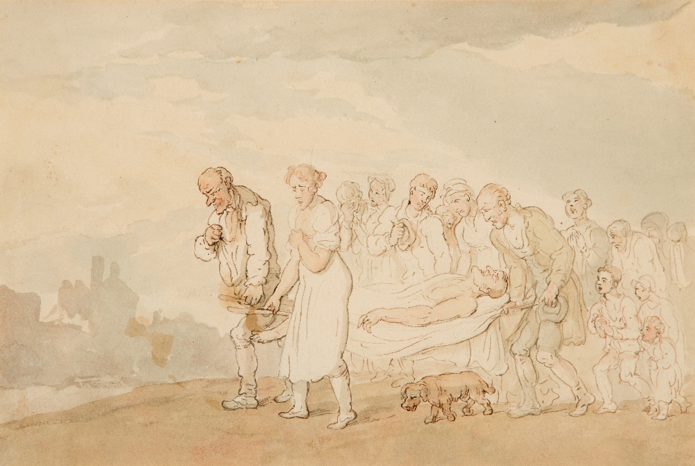 Thomas Rowlandson (1756-1827) The Cortege watercolour over pen and ink 14 cm by 20.5 cm; 5 ½ in by 8