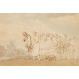 Thomas Rowlandson (1756-1827) The Cortege watercolour over pen and ink 14 cm by 20.5 cm; 5 ½ in by 8