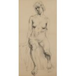 •William Crosbie, R.S.A. (1915-1999) Seated nude pencil 42 cm by 22 cm; 16 ½ in by 8 ¾ in