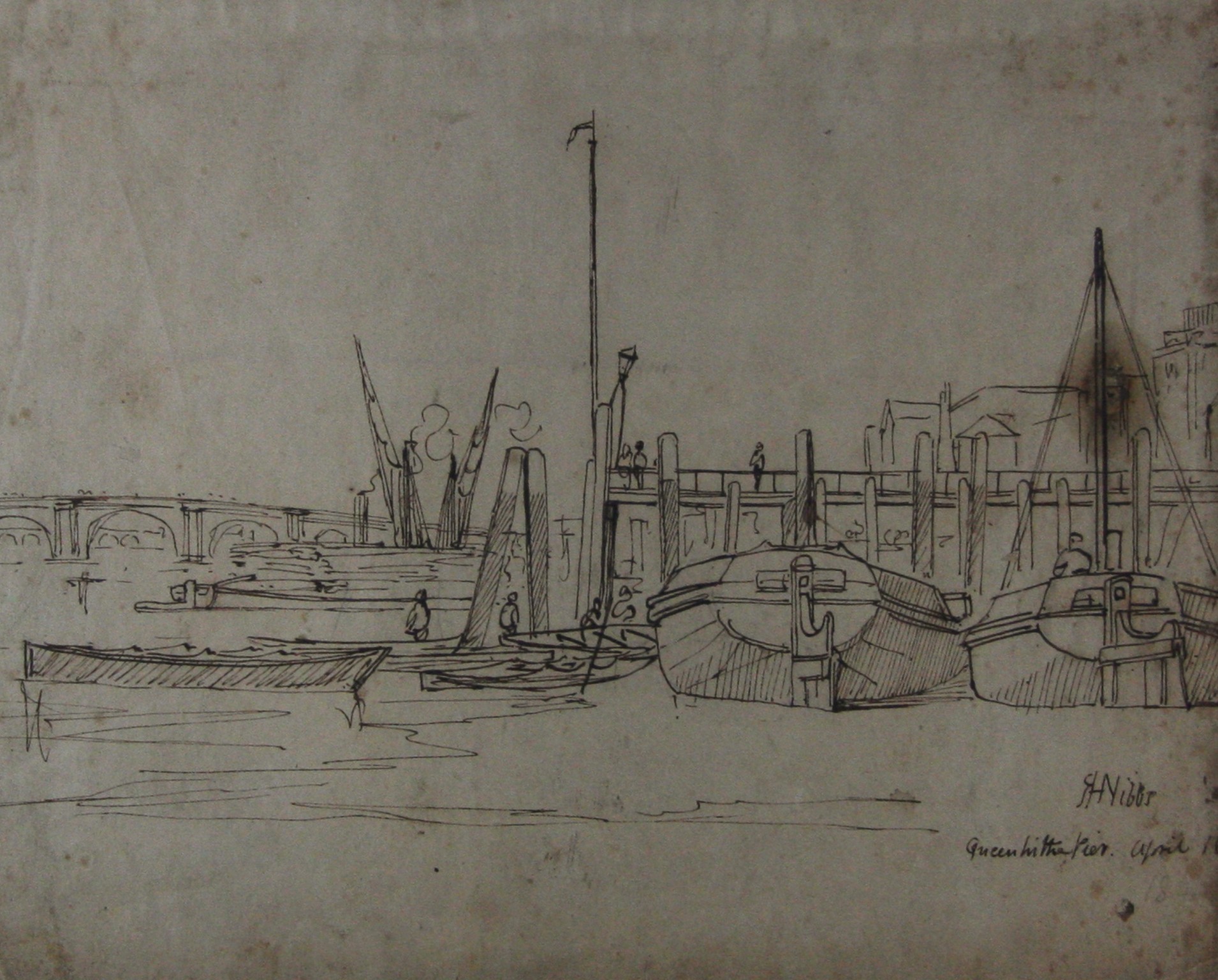 RICHARD HENRY NIBBS (1816-1893) TWO LONDON VIEWS including Scene on the Thames and Greenhithe Pier - Image 2 of 2