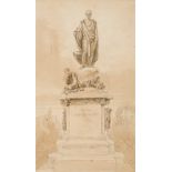 Thomas Uwins, R.A. (1782-1857) The statue of the Duke of Bedford in Russell square signed l.l.: