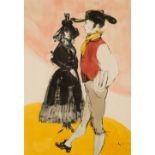 •Tom Keogh (1921-1980) A spanish dance, and Lady in a long dress (a pair of watercolours) both