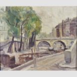 •RONALD OSSORY DUNLOP, R.A., R.B.A. (1894-1973) THE SEINE, PARIS BY PONT ST MICHEL oil on canvas