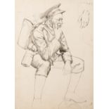 A folio of figure drawings including Frank Carter by Bernard Sickert, a double-sided life drawing