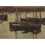 Attributed to Ken Howard, R.A. (b.1932) Harbour Scene watercolour with touches of gouache 11 cm by