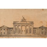 Georg Greis (fl. 1814) The Brandenburg Gate, Berlin signed dated and extensively inscribed (and