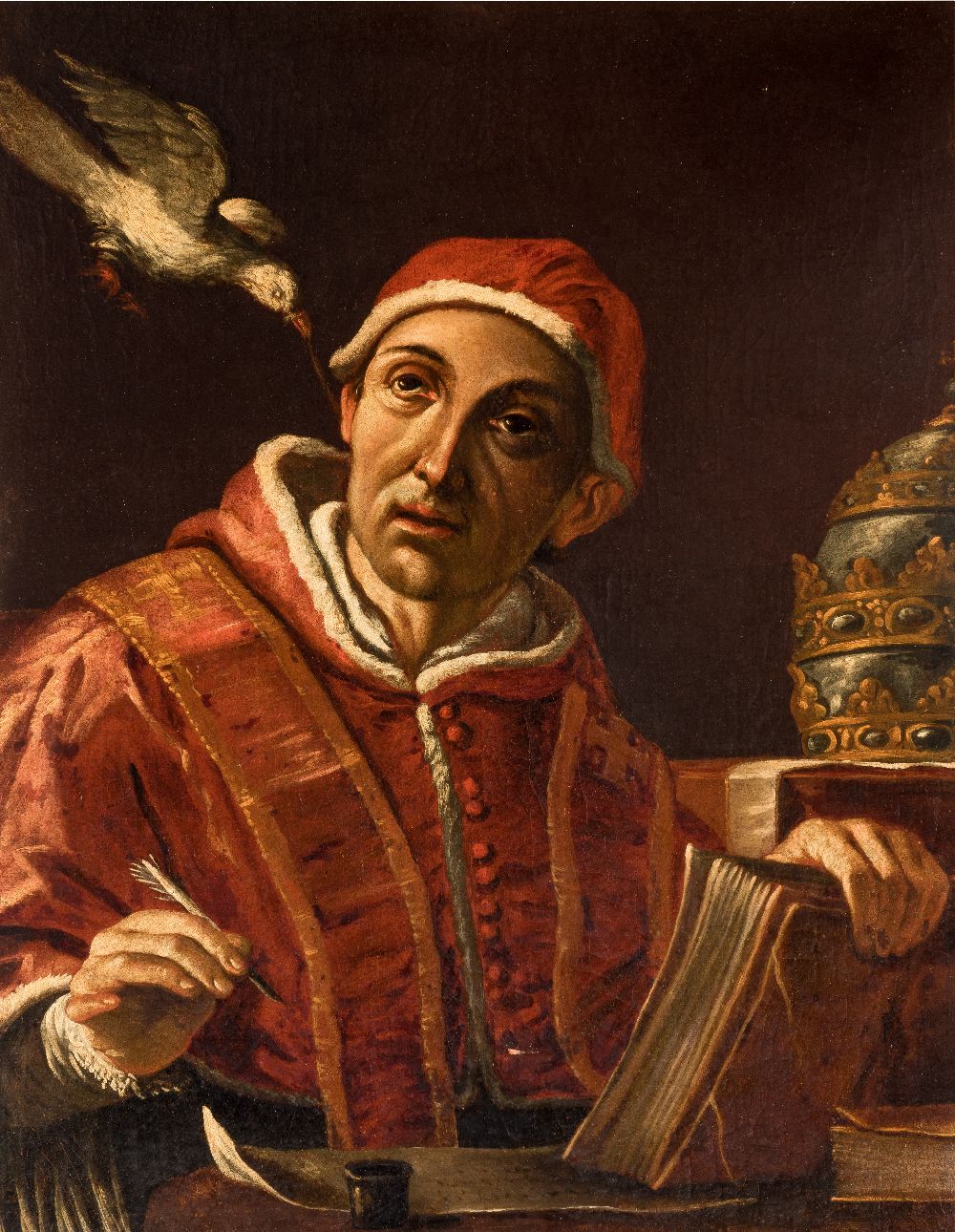 Manner of Mattia Preti (1613-1699) Pope Saint Gregory I, called The Great oil on canvas 87 cm by