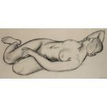•Bernard Meninsky (1891-1950) Reclining nude signed l.r.: Meninsky black chalk 26.5 cm by 56 cm;