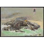 •MYLES TONKS, RI, RBA (1890-1960) A FOLIO OF PASTELS OF COASTAL SCENES including holiday makers