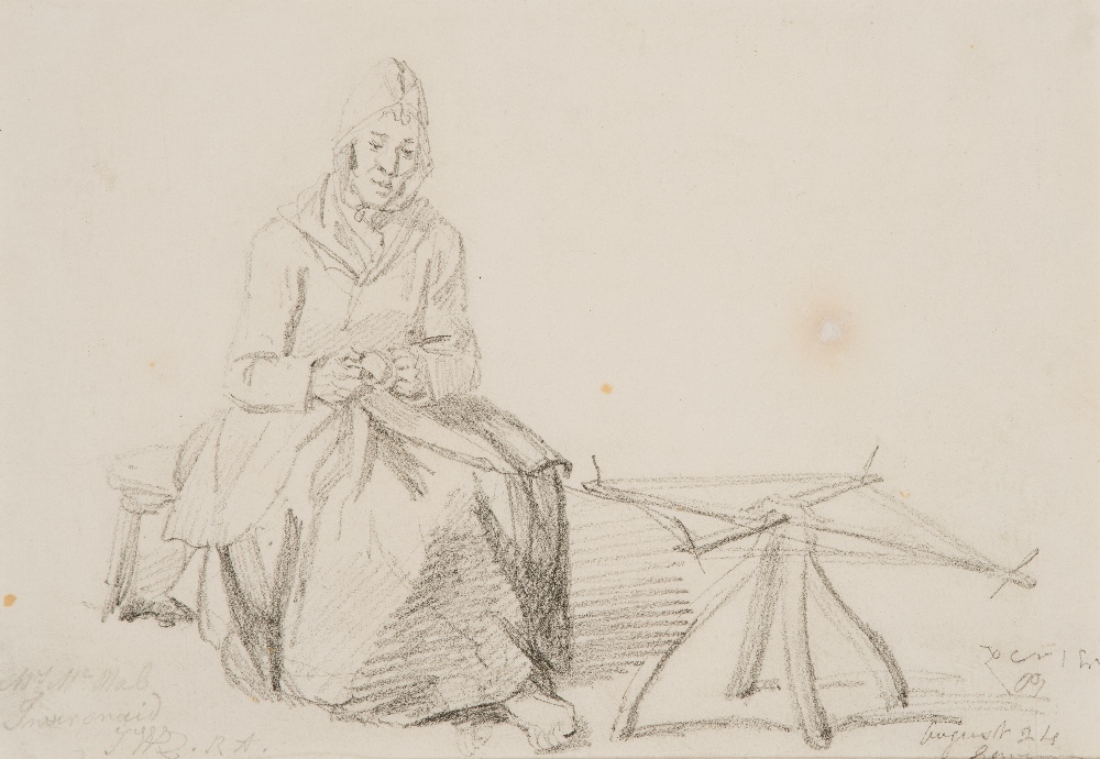 James Ward, RA (1769-1859) Mrs Macnab of Inversnaid at her Spinning Wheel signed with initials: