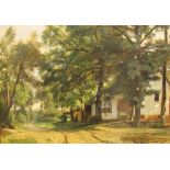 THEODORE FOURMOIS (1814-1871) WOODED LANDSCAPE WITH FARM BUILDINGS signed l.r.: T Fourmois, oil on